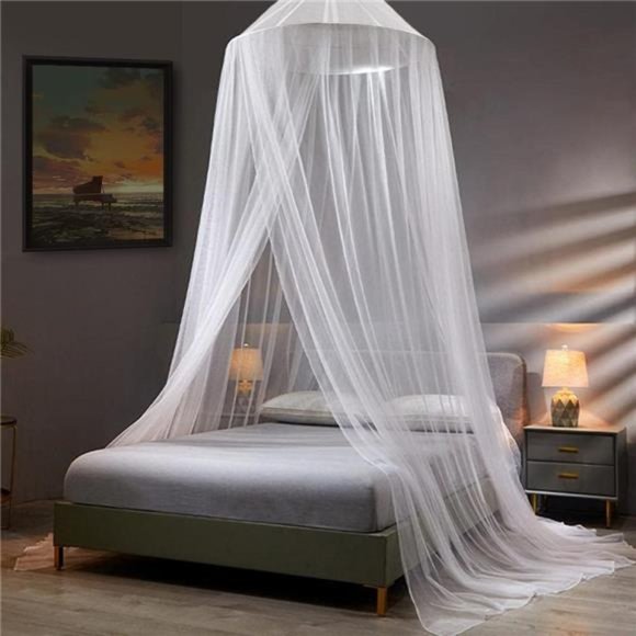 Mosquito Net Bed Canopy for Girls,King CanopyBed Curtains QueenSize from Ceiling - Picture 1 of 8